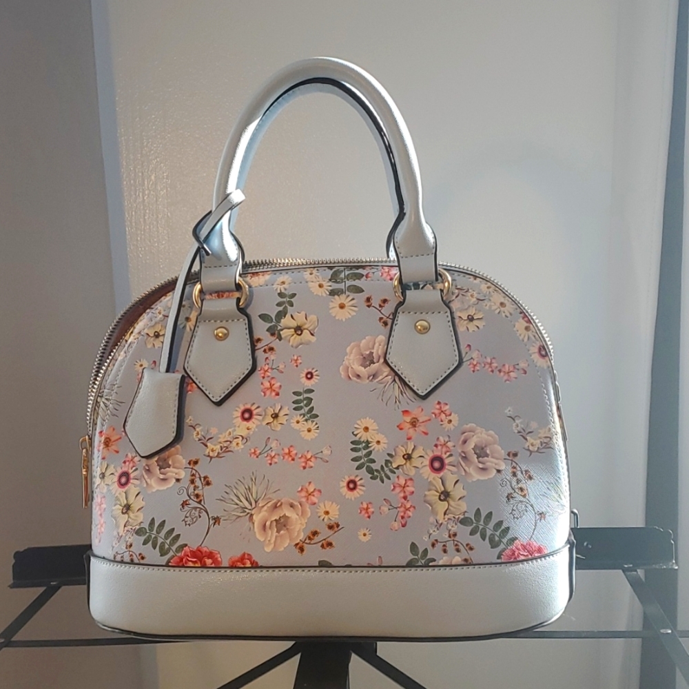 Medium Floral Baby Blue Handbag